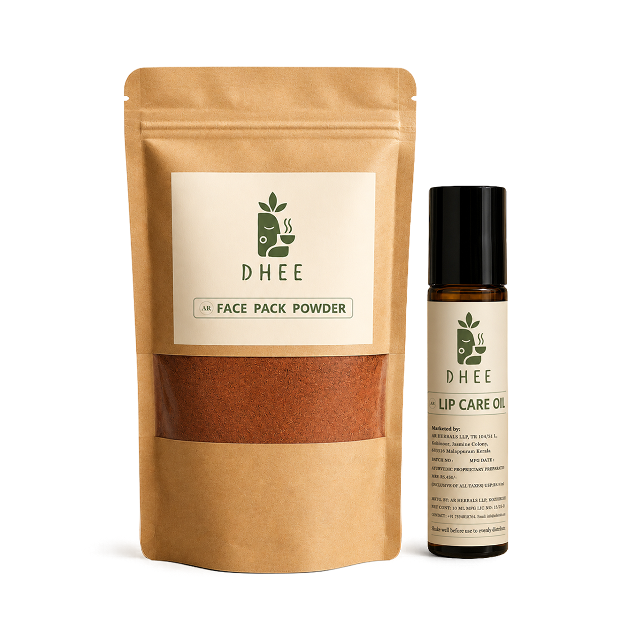 DHEE Face Pack Powder + Lip Care Oil Combo (50g+10ml)